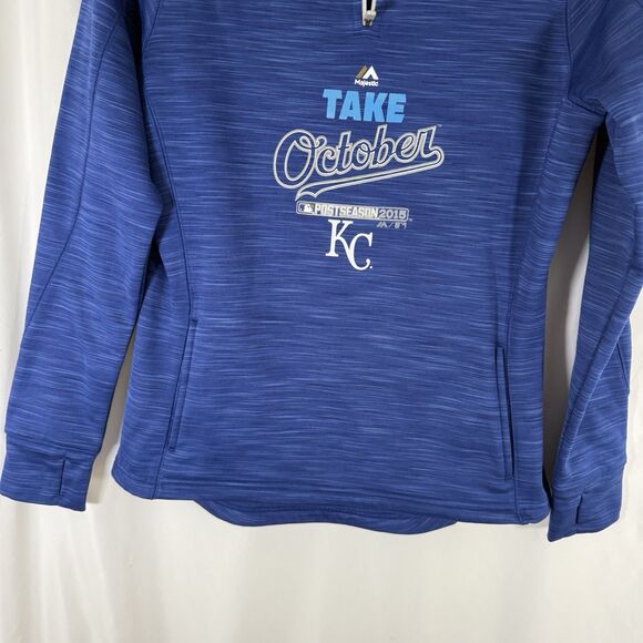 Kansas City Royals 2015 World Series Women's Medium Blue 1/4 Zip Take October - Picture 4 of 9